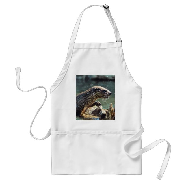 River Otter Animal-lover's Wildlife Photo Adult Apron (Front)