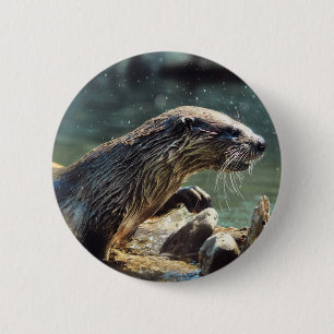 River Otter Animal-lover's Wildlife Photo Button