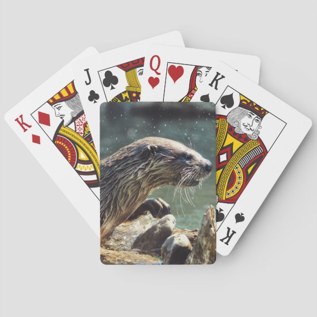 River Otter Animal-lover's Wildlife Photo Poker Cards (Back)