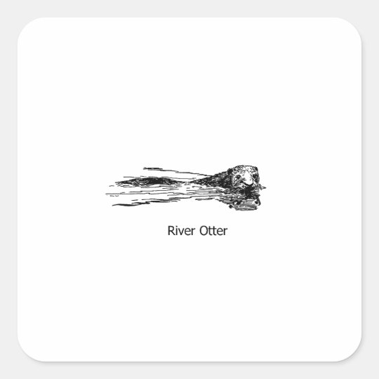 River Otter (line art) Square Sticker