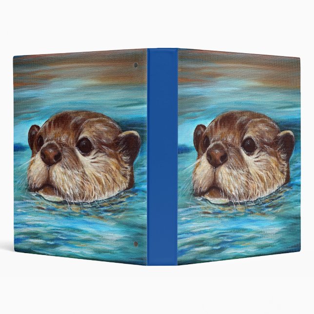 River Otter Painting 3 Ring Binder (Background)