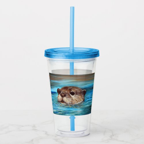 River Otter Painting Acrylic Tumbler