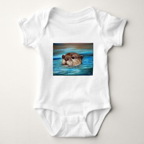 River Otter Painting Baby Bodysuit