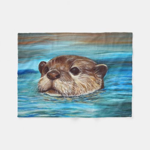 River Otter Painting Fleece Blanket