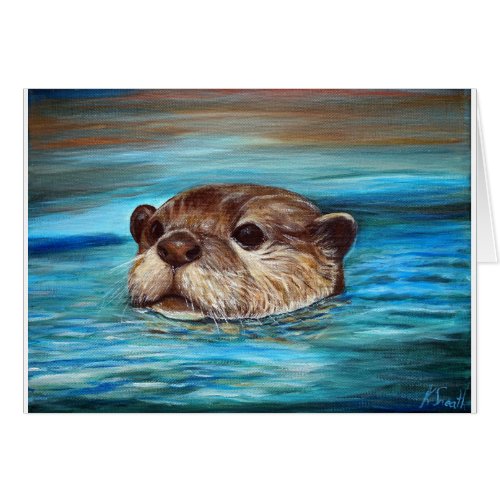 River Otter Painting Greeting Card