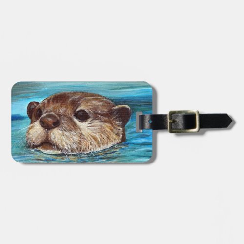 River Otter Painting Luggage Tag