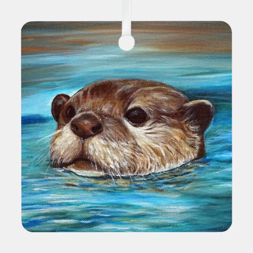 River Otter Painting Metal Ornament