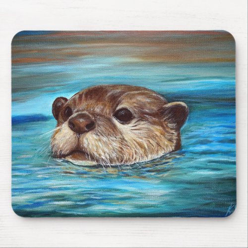 River Otter Painting Mouse Pad