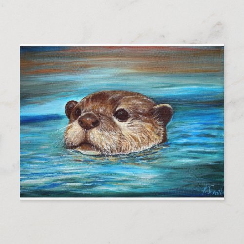 River Otter Painting Postcard