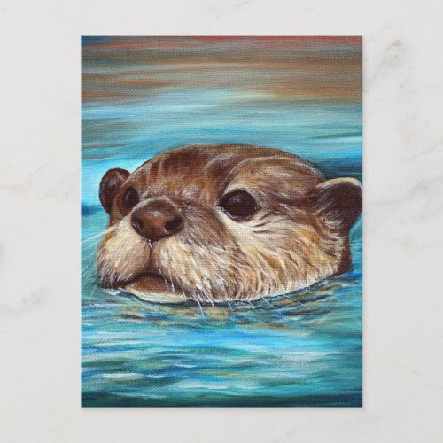 River Otter Painting Postcard