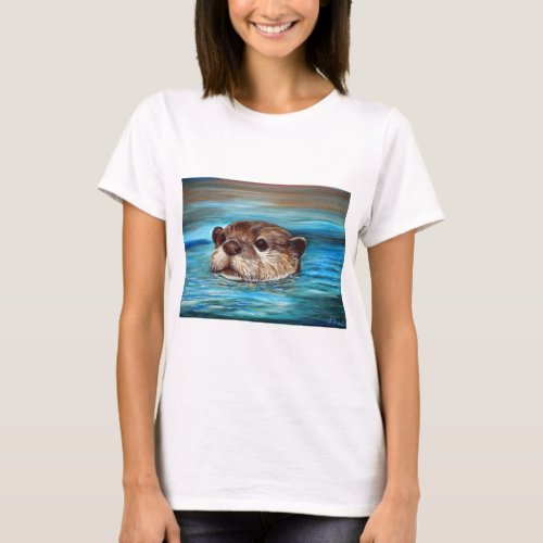 River Otter Painting T_Shirt