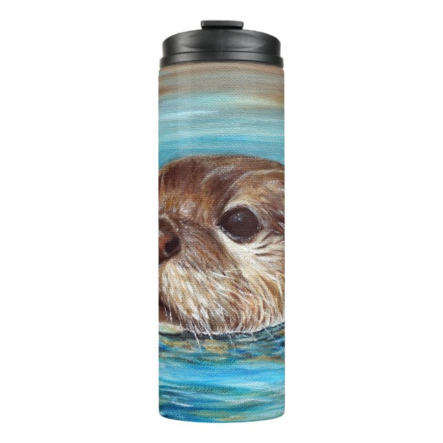 River Otter Painting Thermal Tumbler (Front)