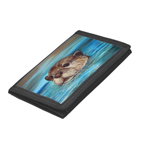 River Otter Painting Trifold Wallet