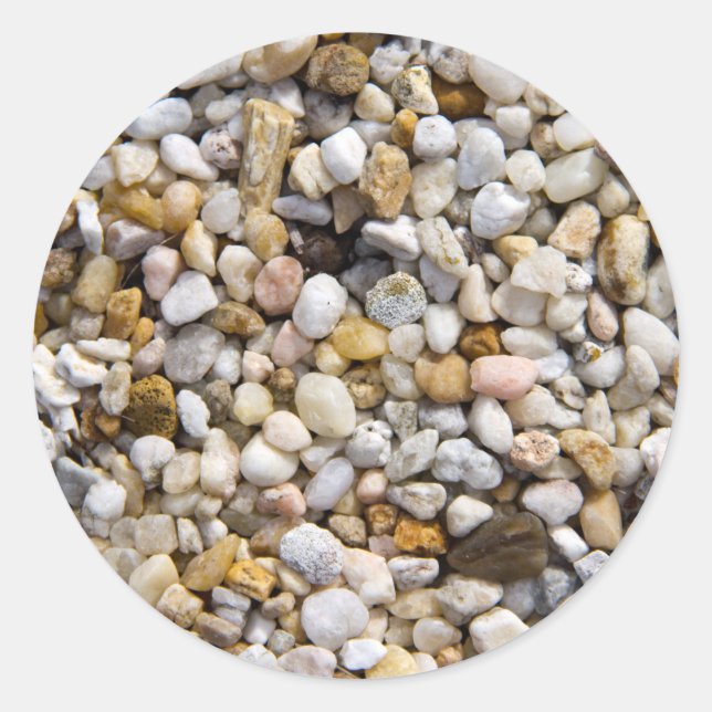River Pebbles Rocks in Brown, Gray and White Classic Round Sticker (Front)