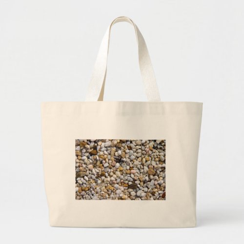 River Pebbles Rocks in Brown Gray and White Large Tote Bag