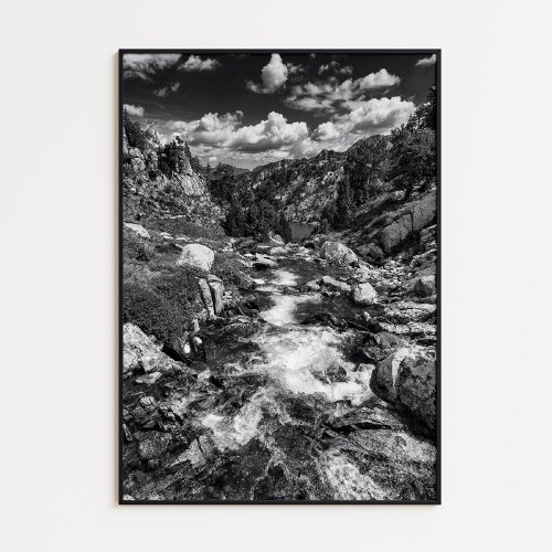 River photo in valle de aran black and white poster