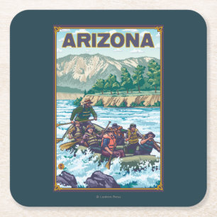 River RaftingArizona Square Paper Coaster