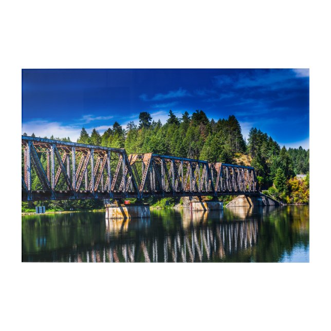 River Railroad Bridge Acrylic Print (Front)