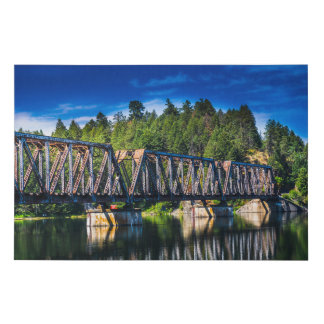 River Railroad Bridge Faux Canvas Print