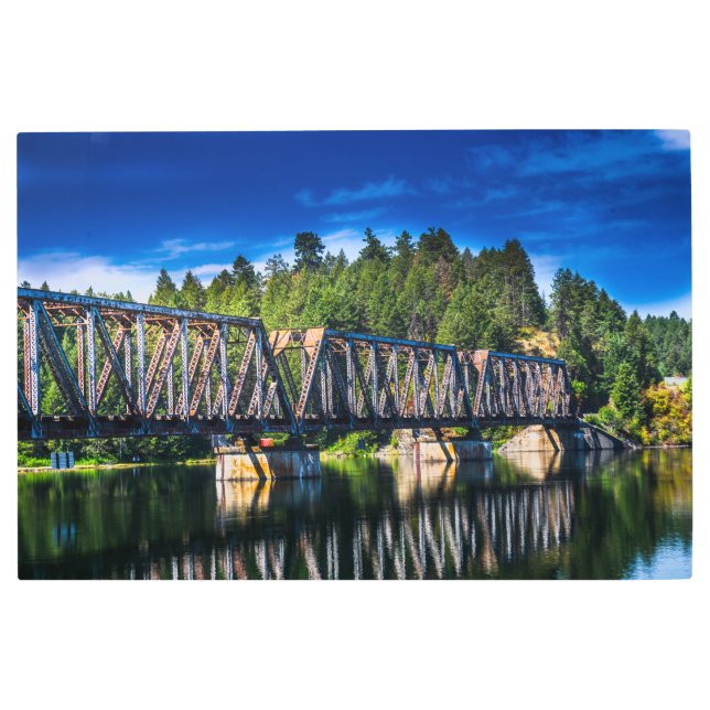 River Railroad Bridge Metal Print (Front)