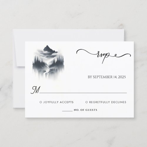 River Rain Cloud Nature Smoky Mountain Wedding RSVP Card