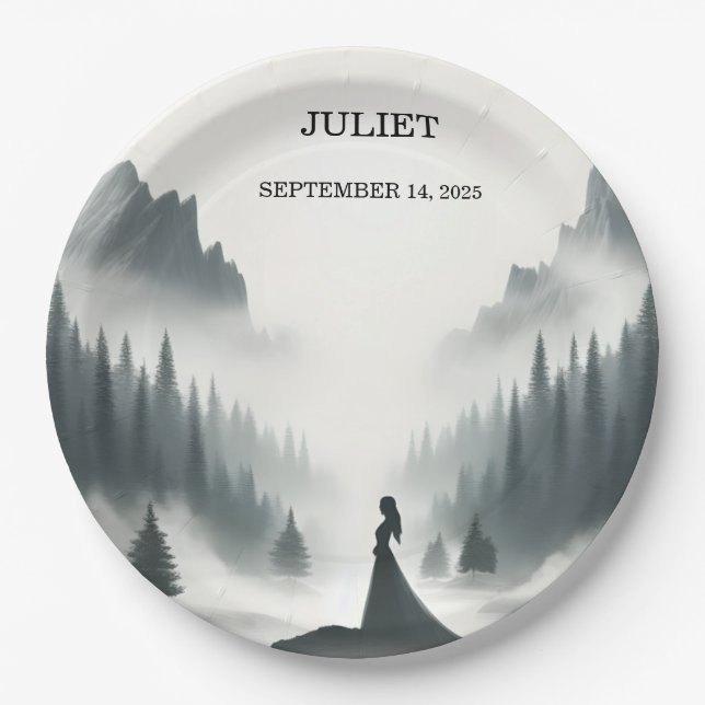 River Rain Cloud Smoky Mountain Bridal Shower Paper Plates (Front)