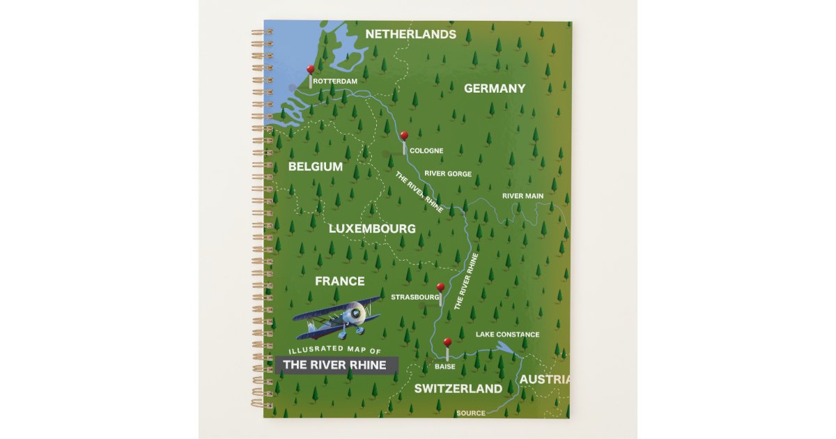 River Rhine retro travel map. Canvas Print Planner | Zazzle