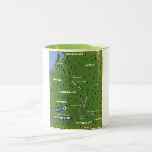River Rhine retro travel map Two_Tone Coffee Mug