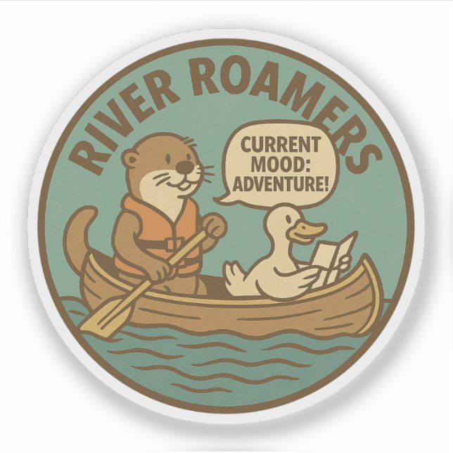 River Roamers Current Mood Adventure Canoeing Sticker (Front)