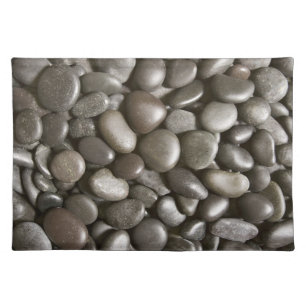 River Rock Black Stone Background - Customized Cloth Placemat