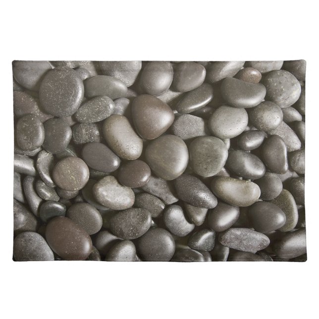 River Rock Black Stone Background - Customized Cloth Placemat (Front)