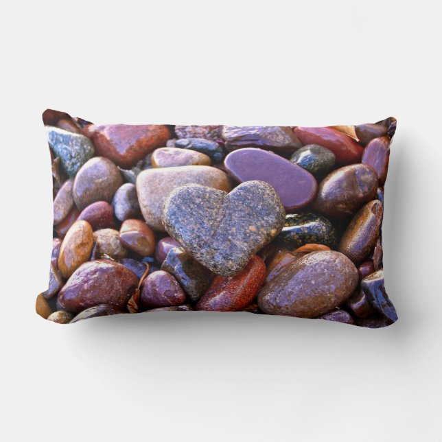 River Rock Heart, Lumbar pillow, w/Scripture Verse Pillow (Front)