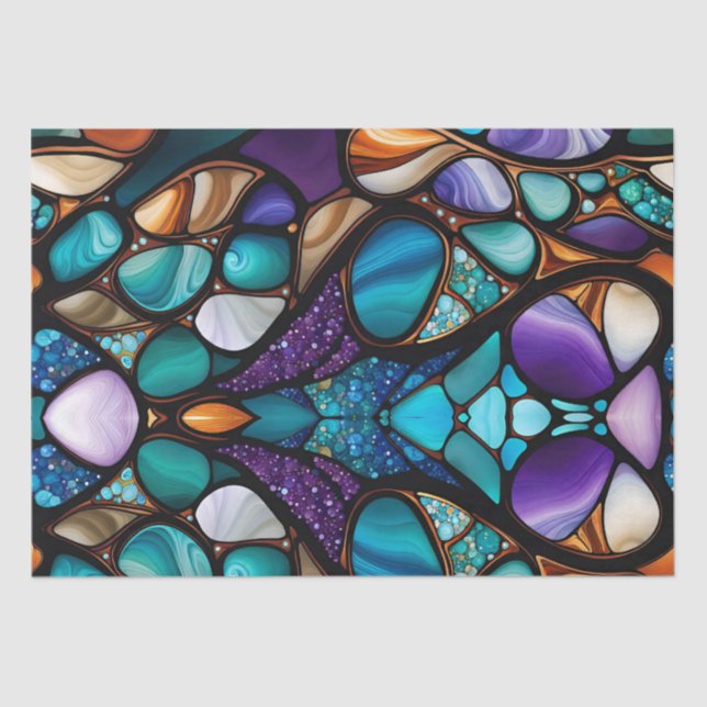 River Rock Pebbles Stained Glass Look Tissue Paper (Front)