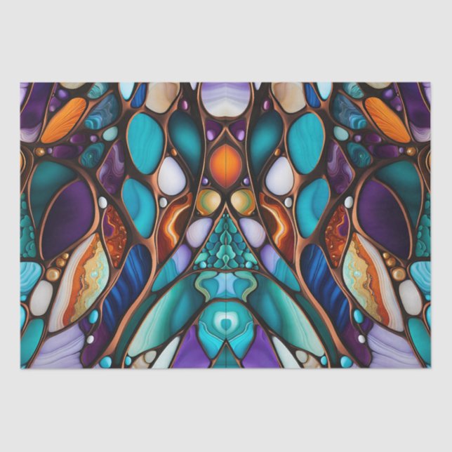 River Rock Pebbles Stained Glass Look Tissue Paper (Front)