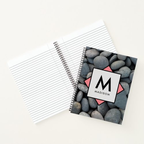 River Rock Pile with Your Own Name and Monogram on Notebook