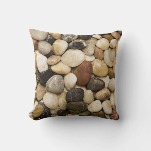 River Rock Stone Background _ Customized Template Throw Pillow