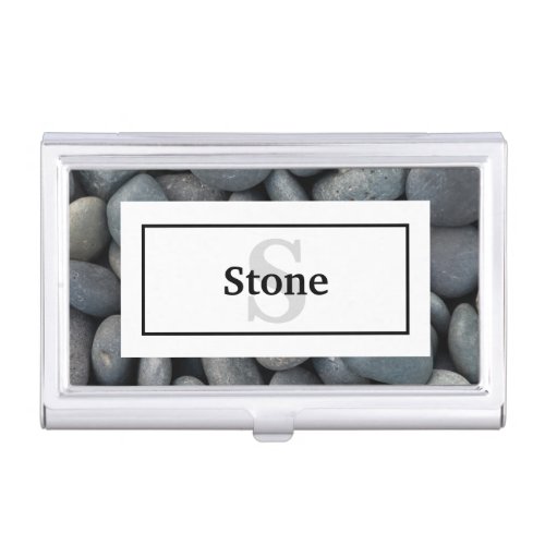 River Rocks with Name and Monogram Business Card Case