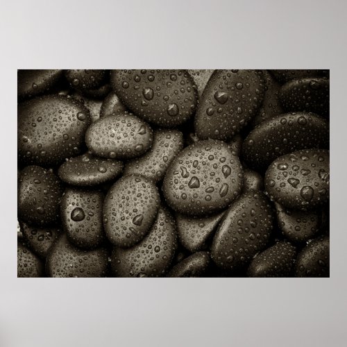 River Rocks with Rain Drops Poster