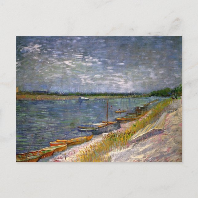River & Rowing Boats Van Gogh Fine Art Postcard (Front)
