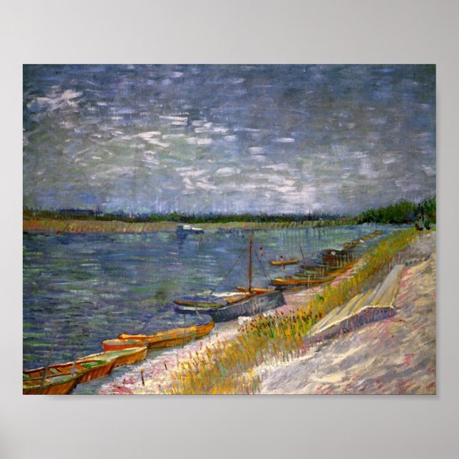 River & Rowing Boats Van Gogh Fine Art Poster (Front)