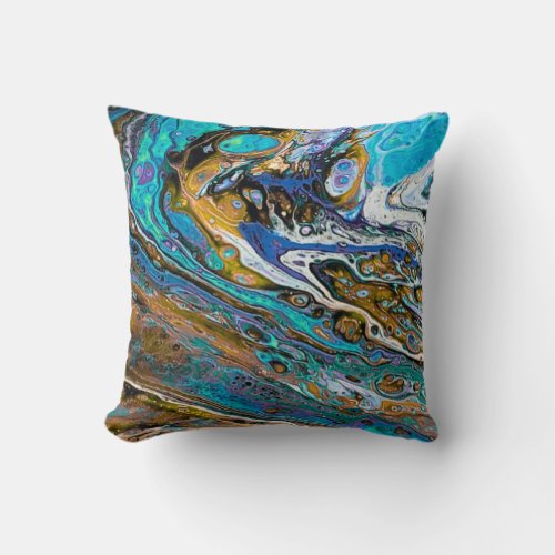 River Run water and stones abstract Throw Pillow