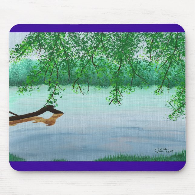 River scene log reflection in water mouse pad (Front)