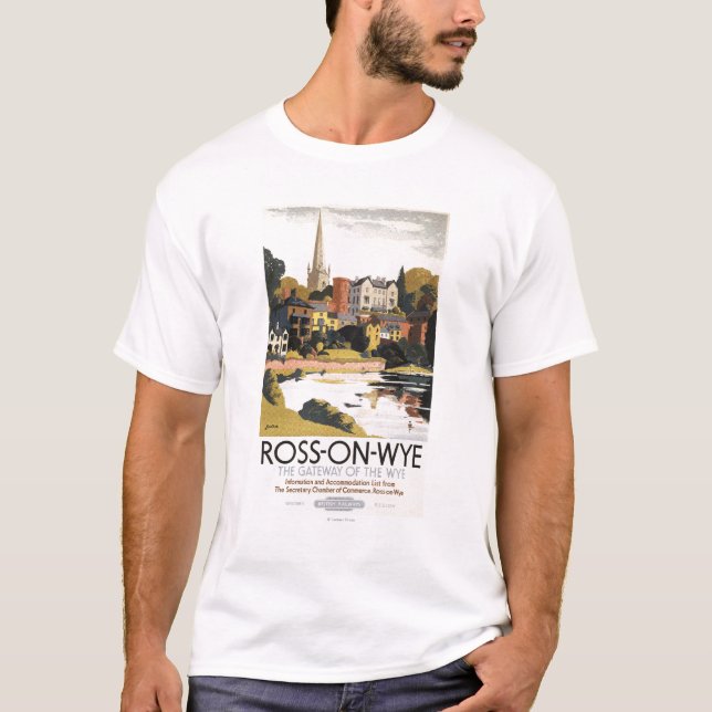River Scene of Town British Railways Poster T-Shirt (Front)