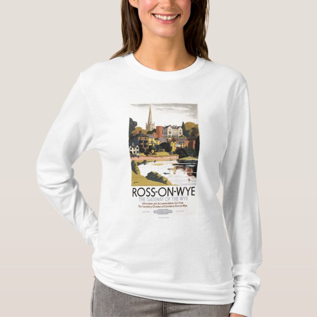 River Scene of Town British Railways Poster T-Shirt (Front)