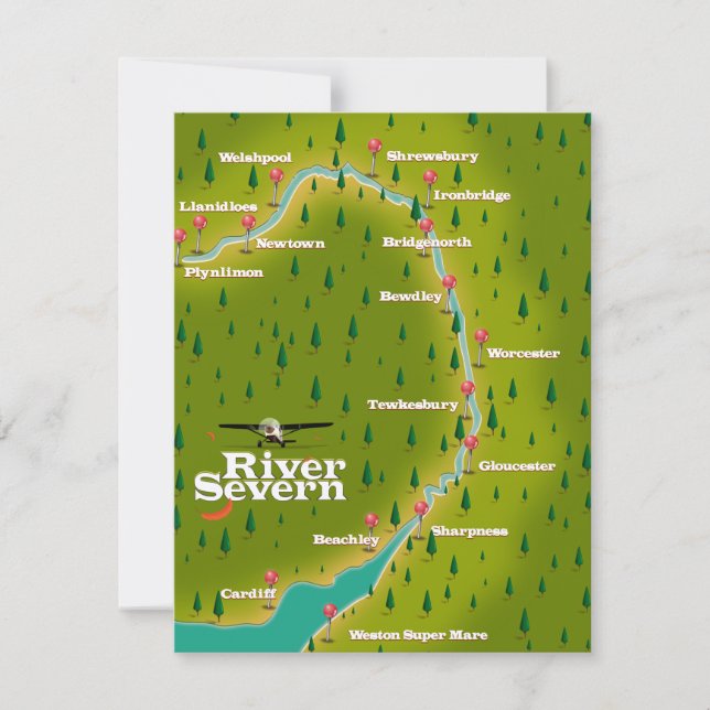 River Severn Wales England travel map (Front)