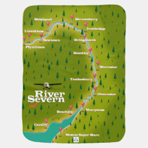 River Severn Wales England travel map Baby Blanket