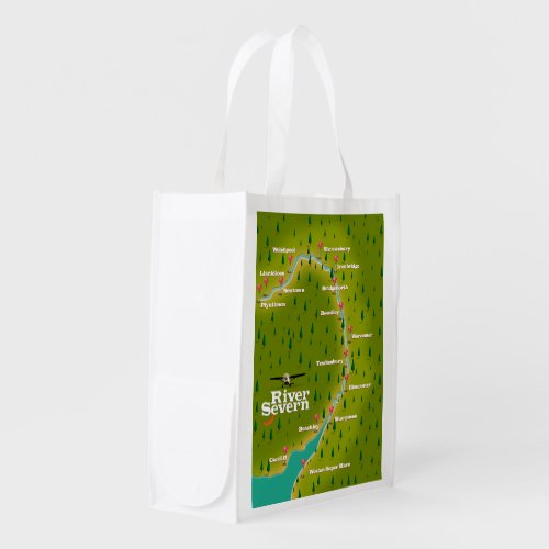 River Severn Wales England travel map Grocery Bag