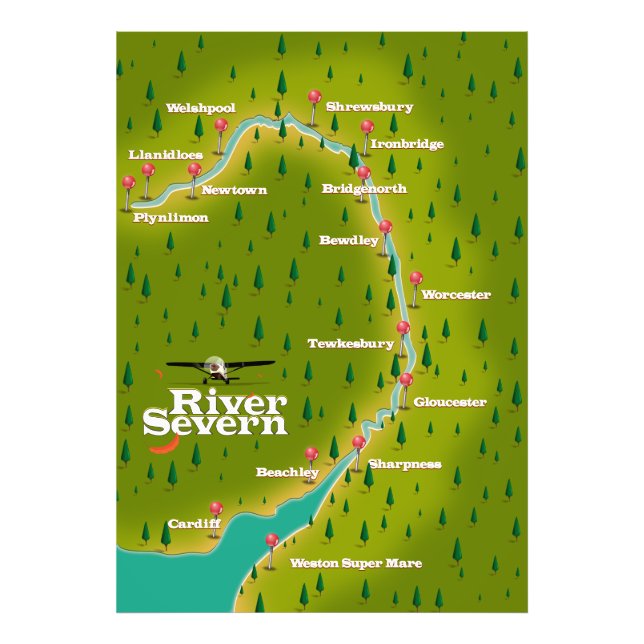 River Severn Wales England travel map Photo Print (Front)