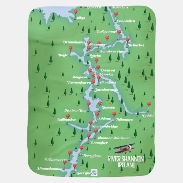 River Shannon Ireland Map Baby Blanket (Back)