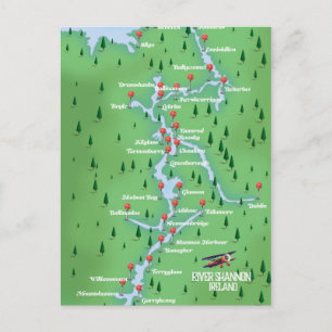 River Shannon Ireland Map Postcard